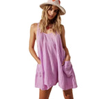 Sleeveless Crewneck Backless Mini Dress Loose Fit