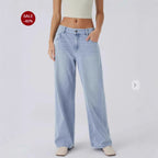 Women's Retro Washed Denim Wide Leg Jeans