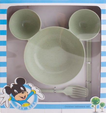 Children's Wheat Straw Cartoon Bowl & Chopsticks Set