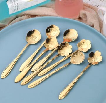 Teaspoons Rose Shaped Flower Stainless Steel Kitchen