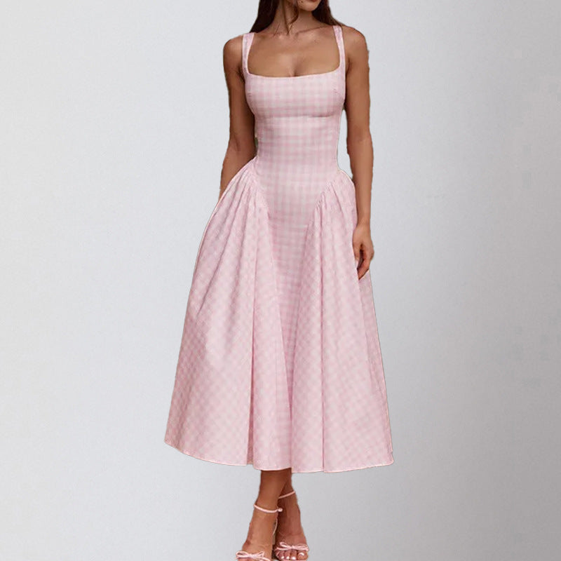 Elegant And Fashionable Printed French-style Slip Dress