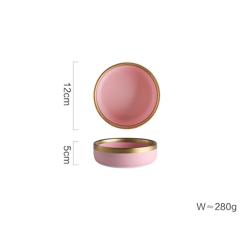 Pink Ceramic Household Tableware Set