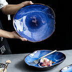 Irregular Ceramic Flat Dinner Plates — Western Style
