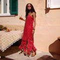 Hollow Out Polka Dot Midi Slip Dress