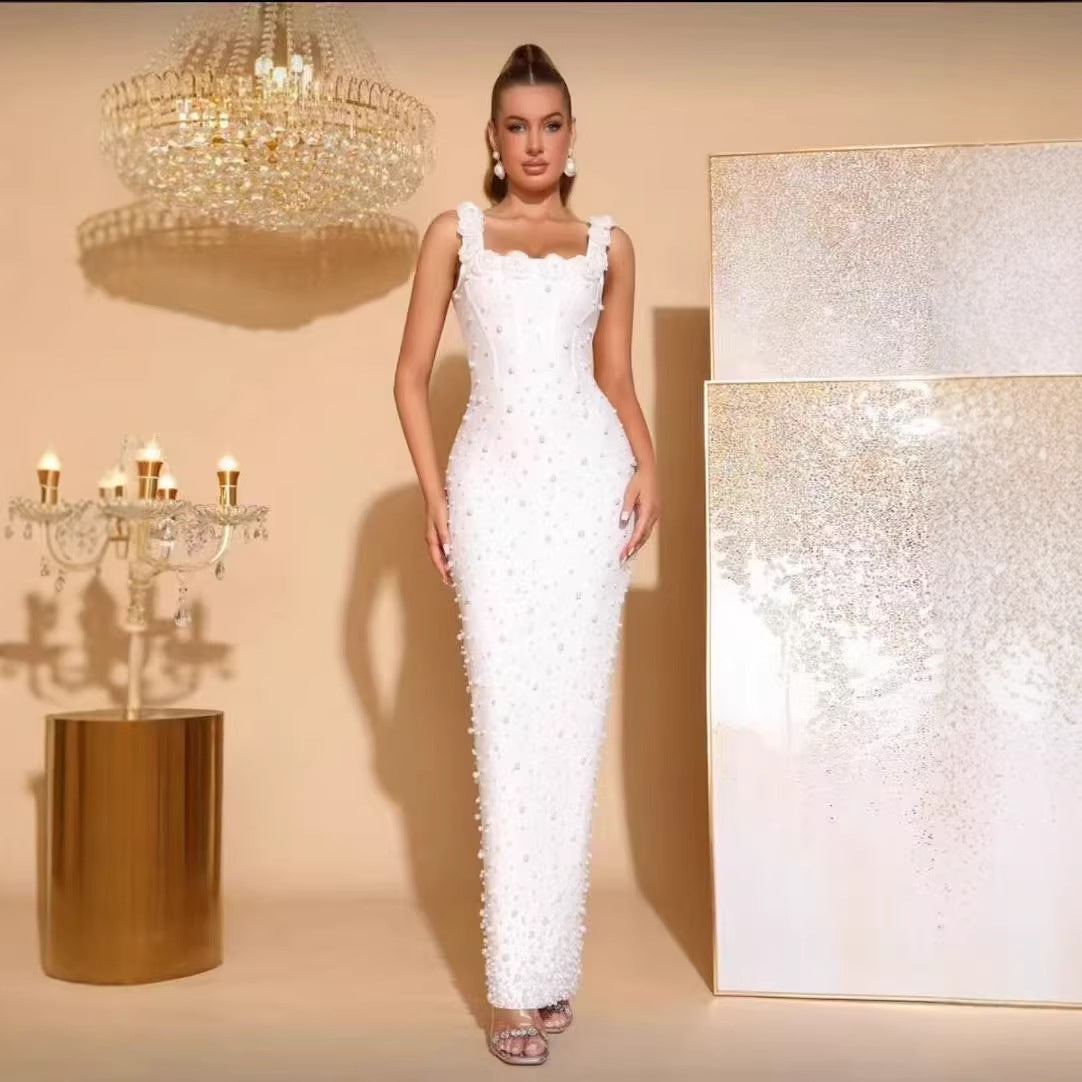 Floral Beaded Elegant Womens Bandage Dress