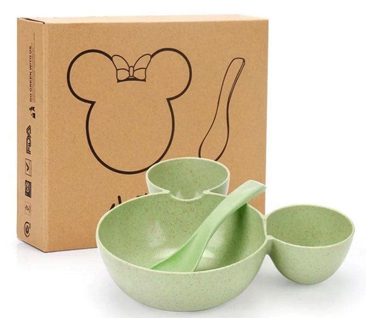Children's Wheat Straw Cartoon Bowl & Chopsticks Set