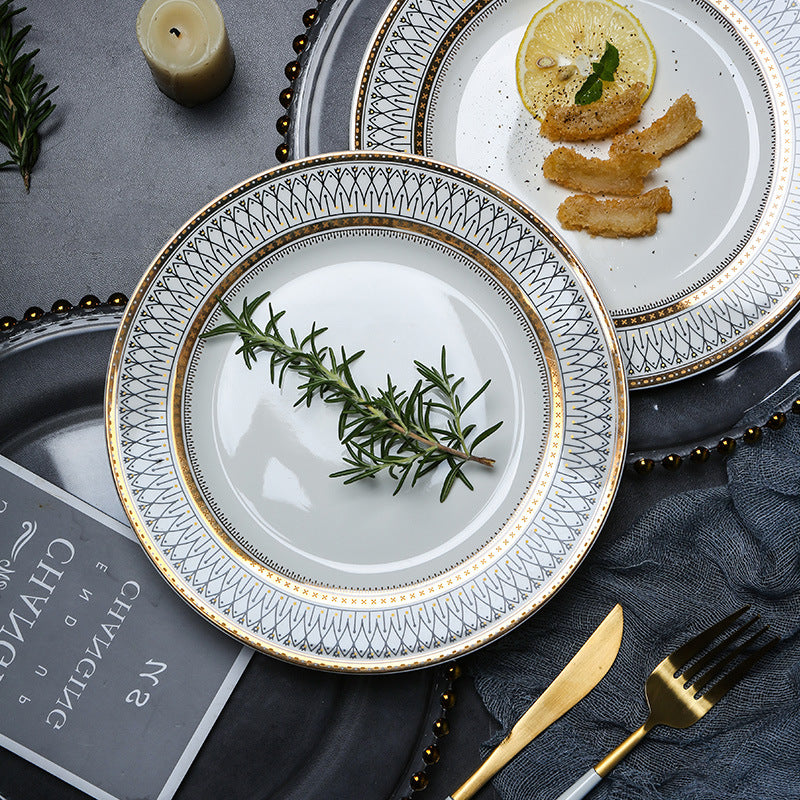European Style Gold Rim Wobble Dinner Plate