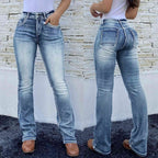 Women's Retro Stretch Embroidery Patchwork Washed Denim Jeans