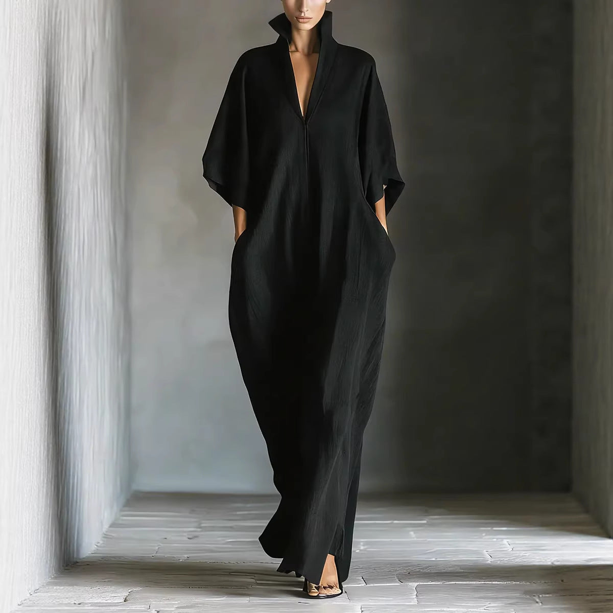 Womens Fashion V Neck Casual Loose Dress