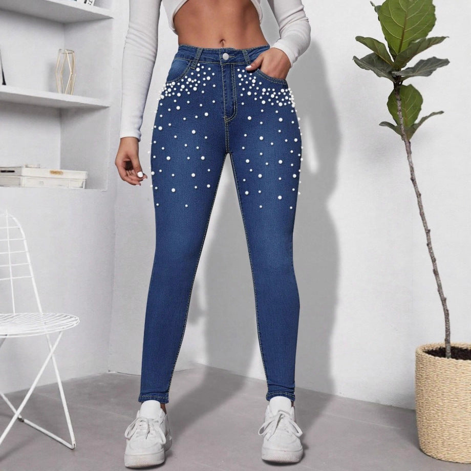 Women's Pearl Detail Slim Fit Jeans