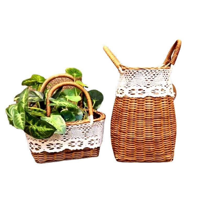 Hand-Woven Flower Basket for Home & Weddings