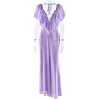 Resort V Neck Layered Ruffle Tie Up