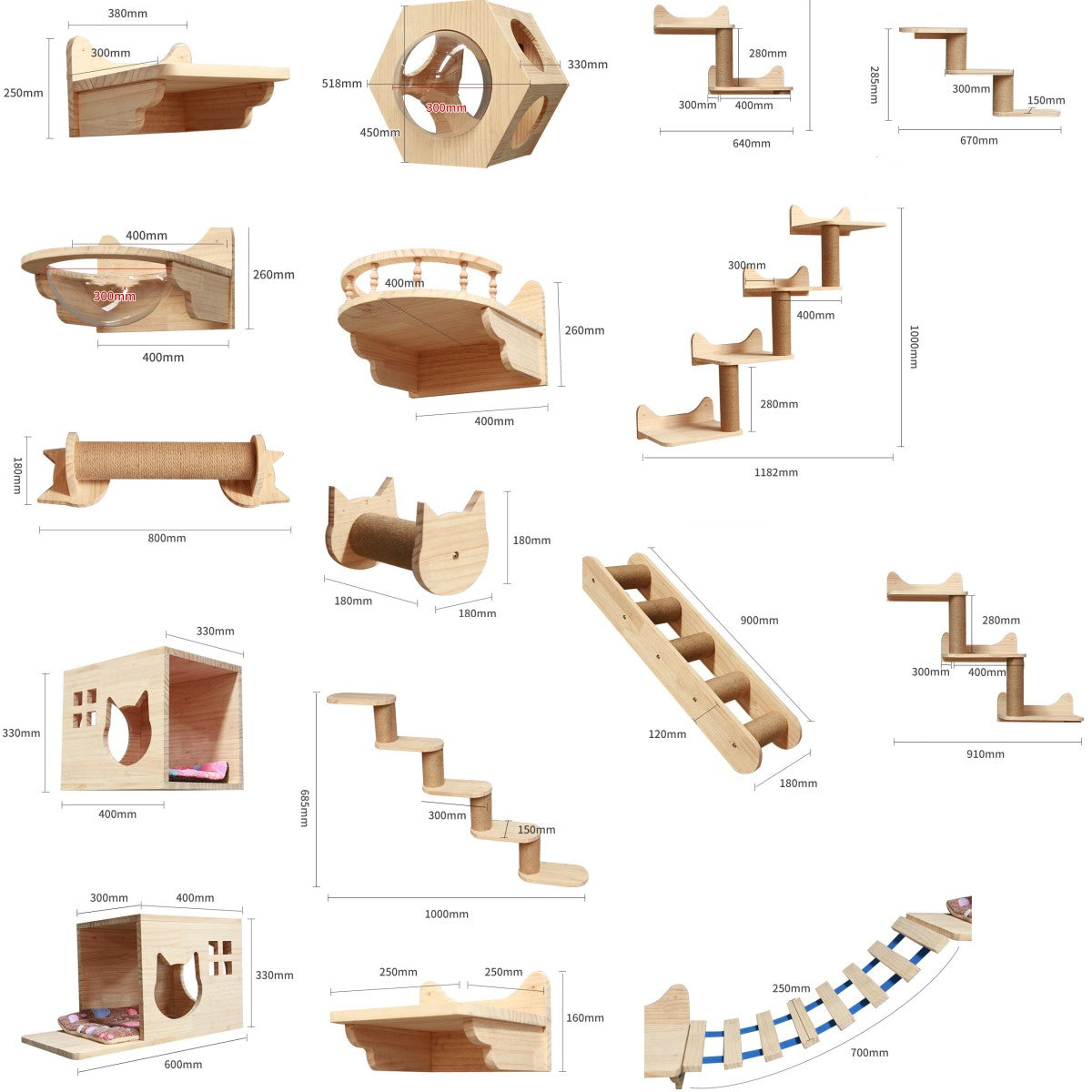 Pet Cat Climbing Frame Wall Type Solid