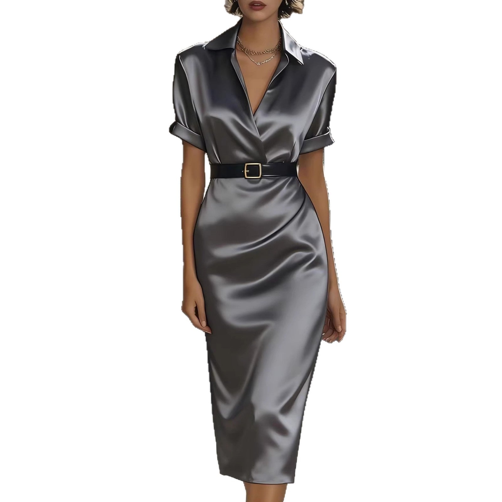 Womens Slim Fit Waist Cinching Dress