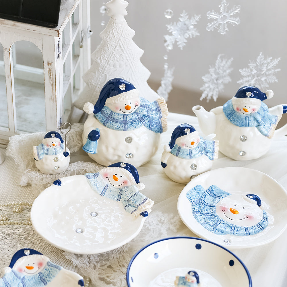 Christmas Snowman Ceramic Tableware & Ornament Set