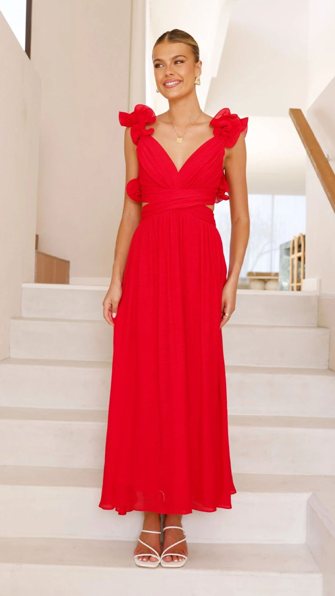 Chiffon Floral Backless Cross Strap Dress