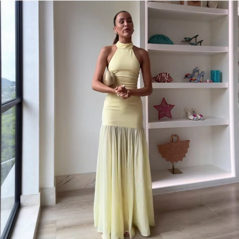 Flowing Resort-style Patchwork Maxi Dress, Fairy-like Gown