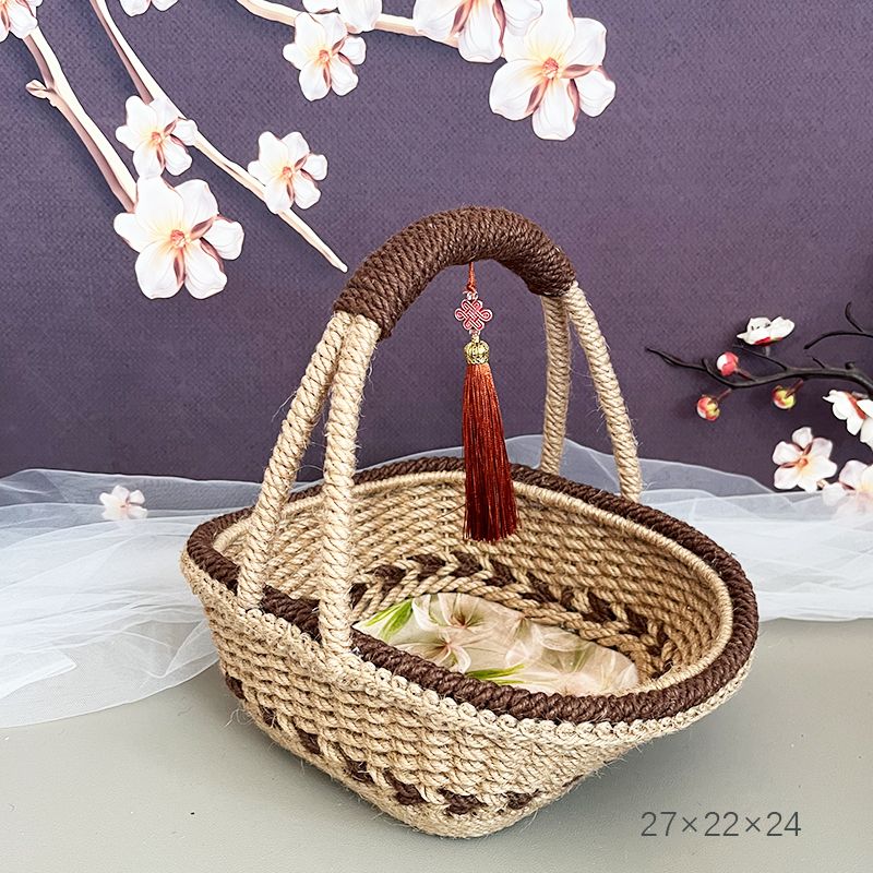 Hand-Woven Hemp Rope Pastoral Storage Basket
