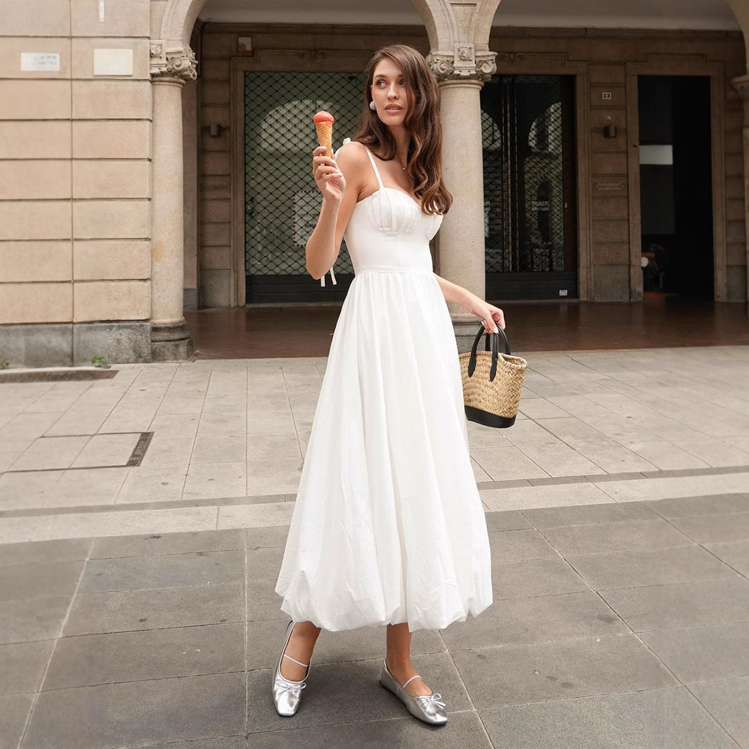 Fitted Waist Bubble Cotton Womens Skirt