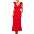 Chiffon Floral Backless Cross Strap Dress