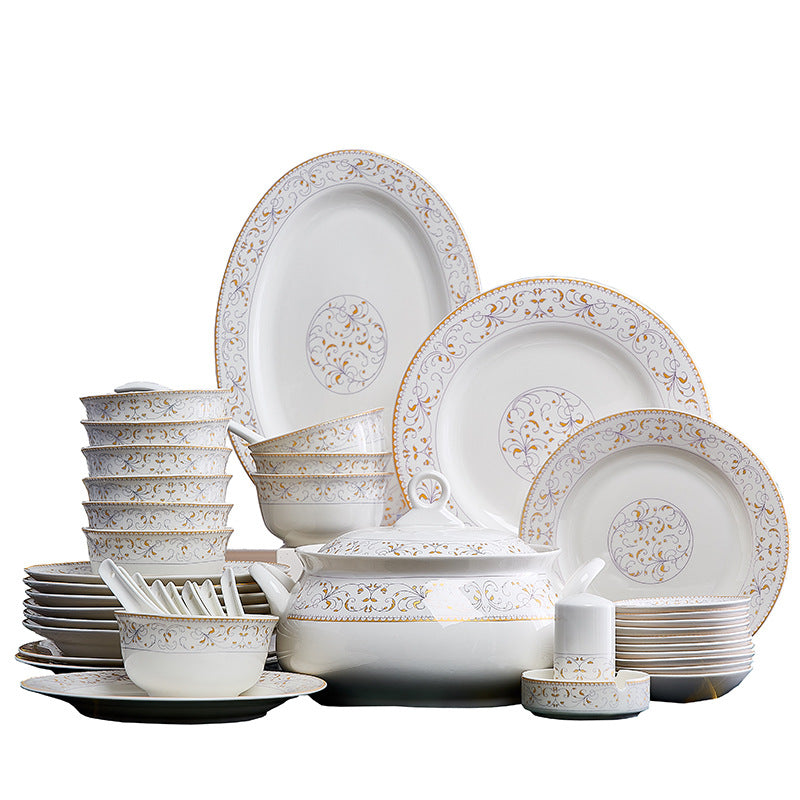 Bone China Ceramic Bowls & Saucers Set