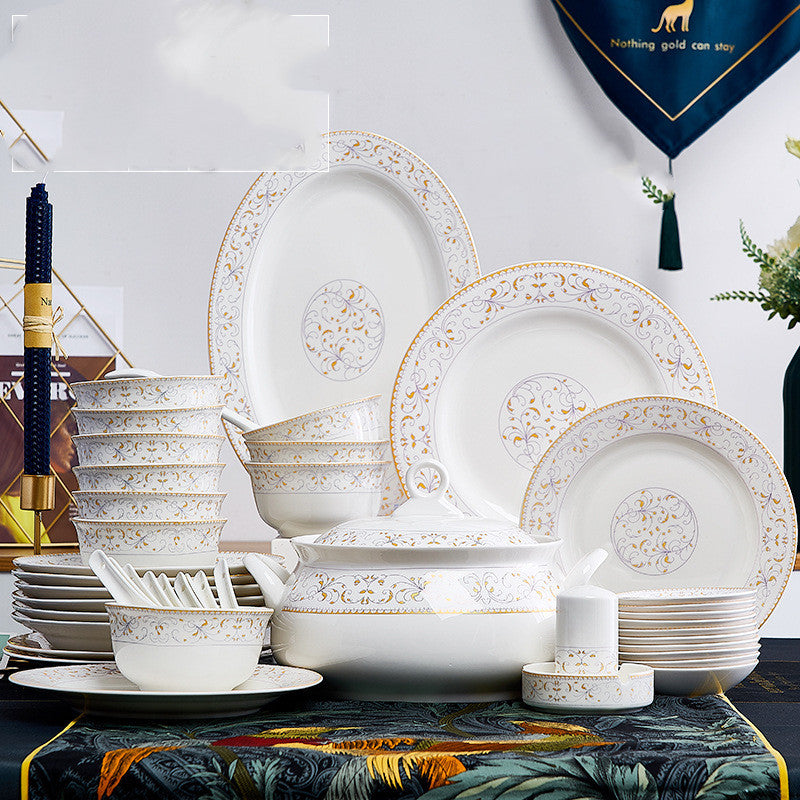 Bone China Ceramic Bowls & Saucers Set
