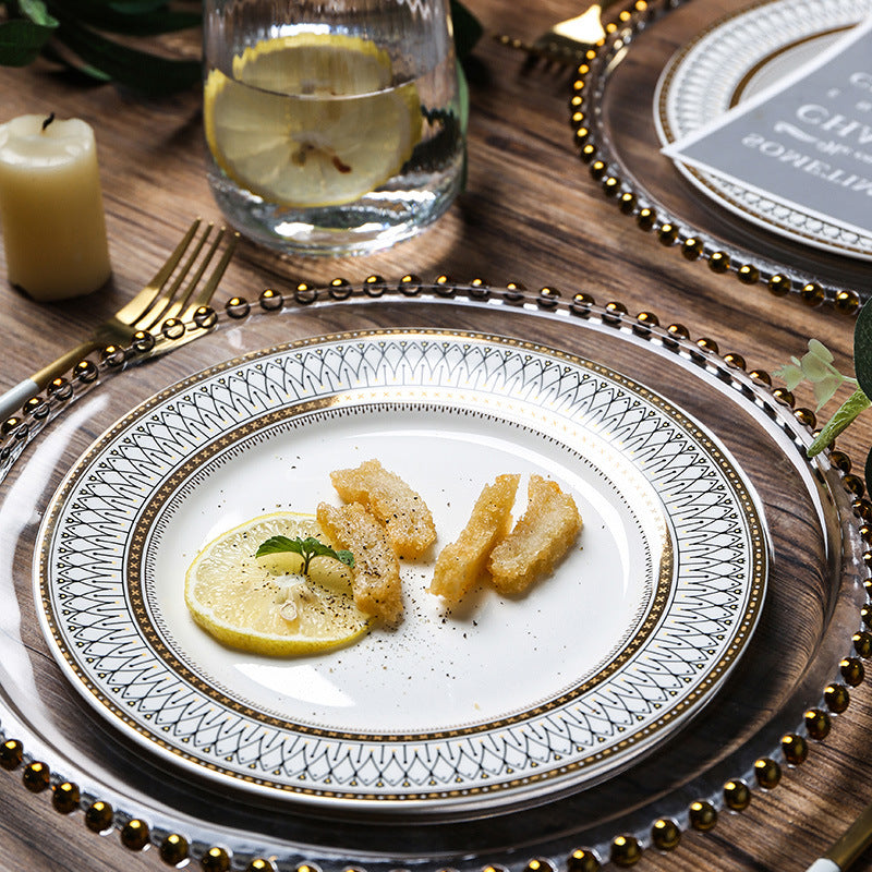 European Style Gold Rim Wobble Dinner Plate