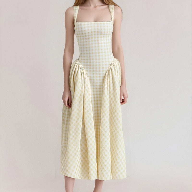 Elegant And Fashionable Printed French-style Slip Dress