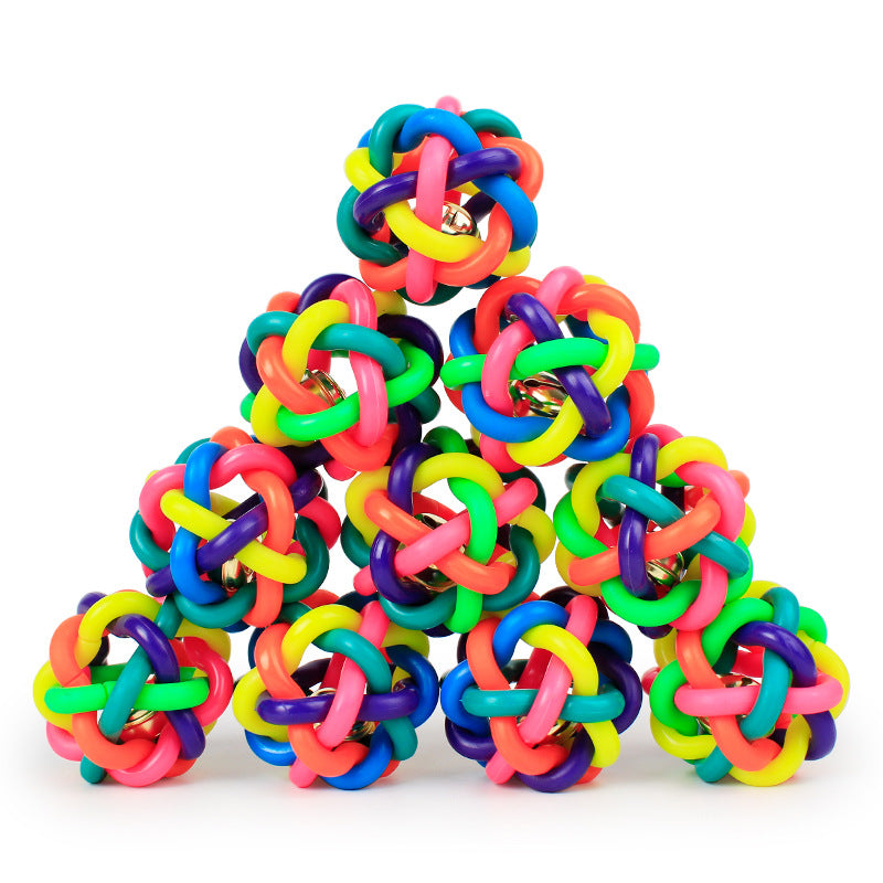Colorful bell woven ball, 5.5cm small leather