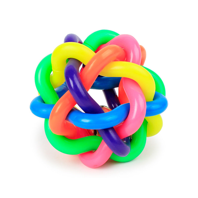 Colorful bell woven ball, 5.5cm small leather