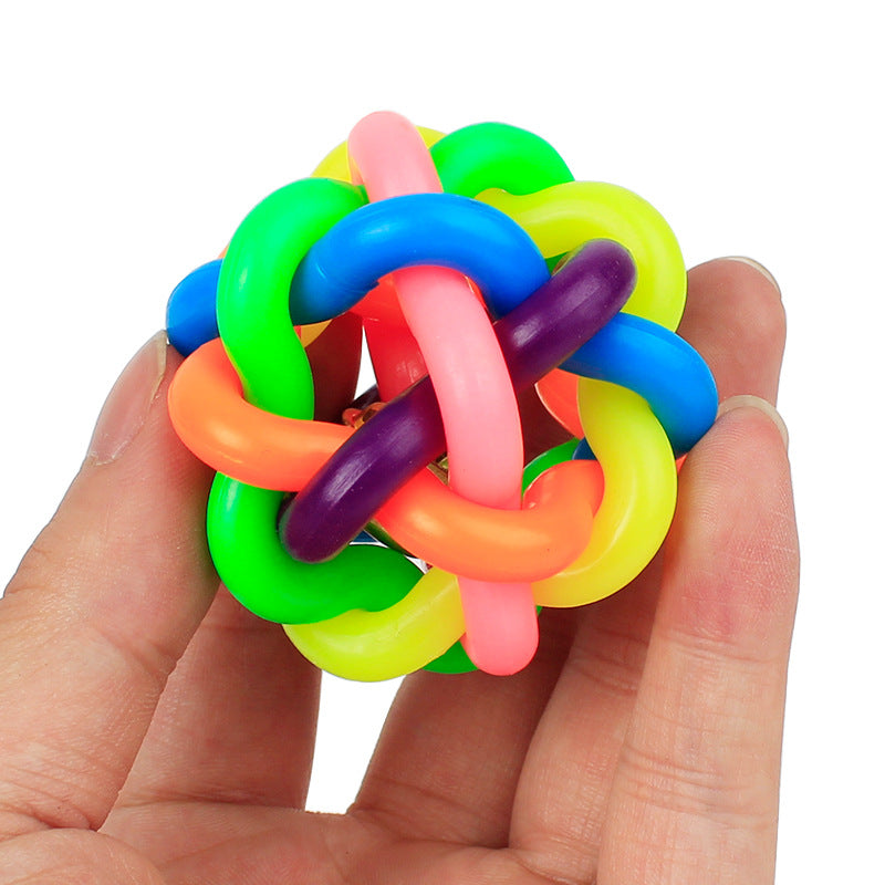 Colorful bell woven ball, 5.5cm small leather