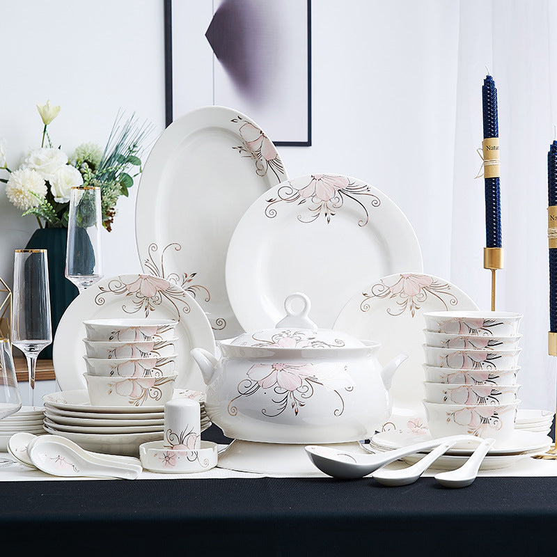Bone China Ceramic Bowls & Saucers Set