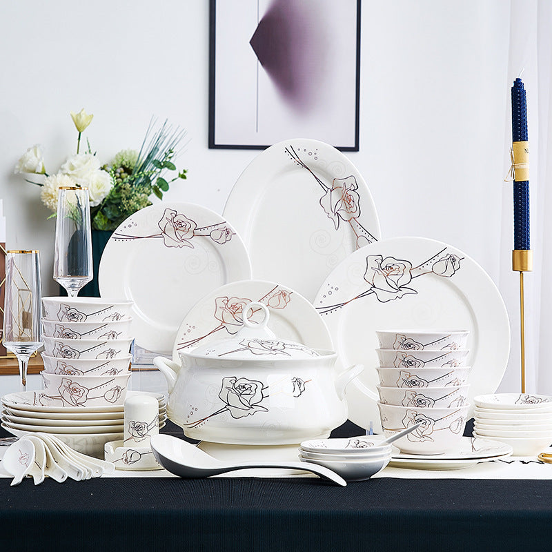 Bone China Ceramic Bowls & Saucers Set