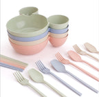 Children's Wheat Straw Cartoon Bowl & Chopsticks Set