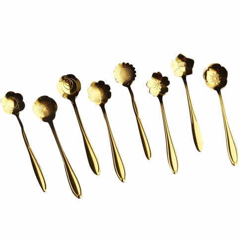 Teaspoons Rose Shaped Flower Stainless Steel Kitchen