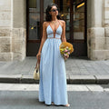 Deep V Neck Striped Resort Dress