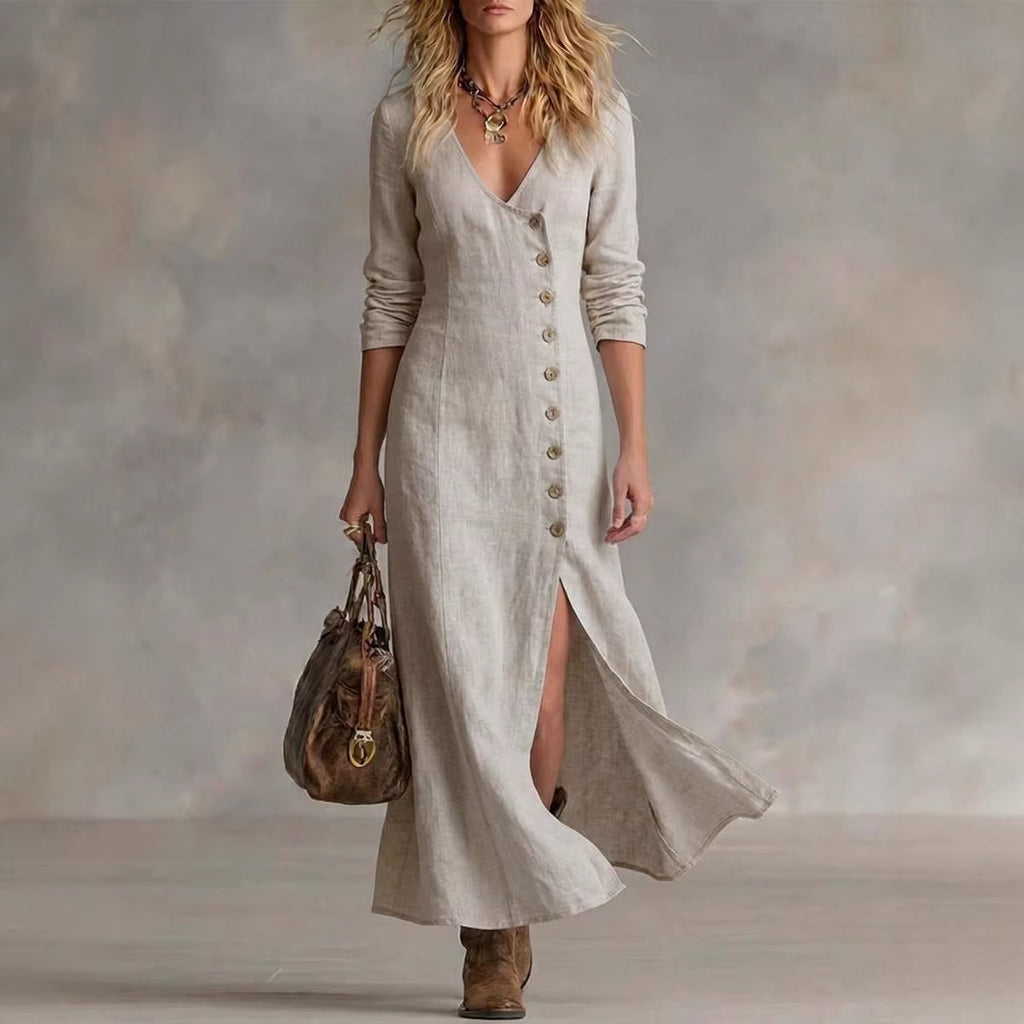 Fashionable Casual Cotton Linen Long Sleeve Womens