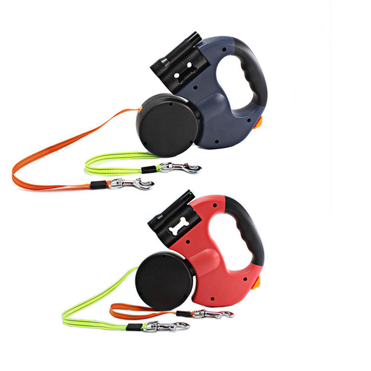 Dual Headed Pet Leashes With Flashlight Garbage
