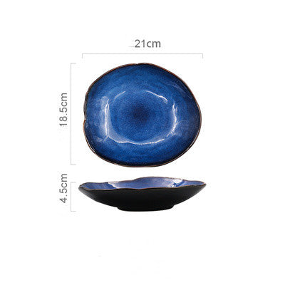 Irregular Ceramic Flat Dinner Plates — Western Style