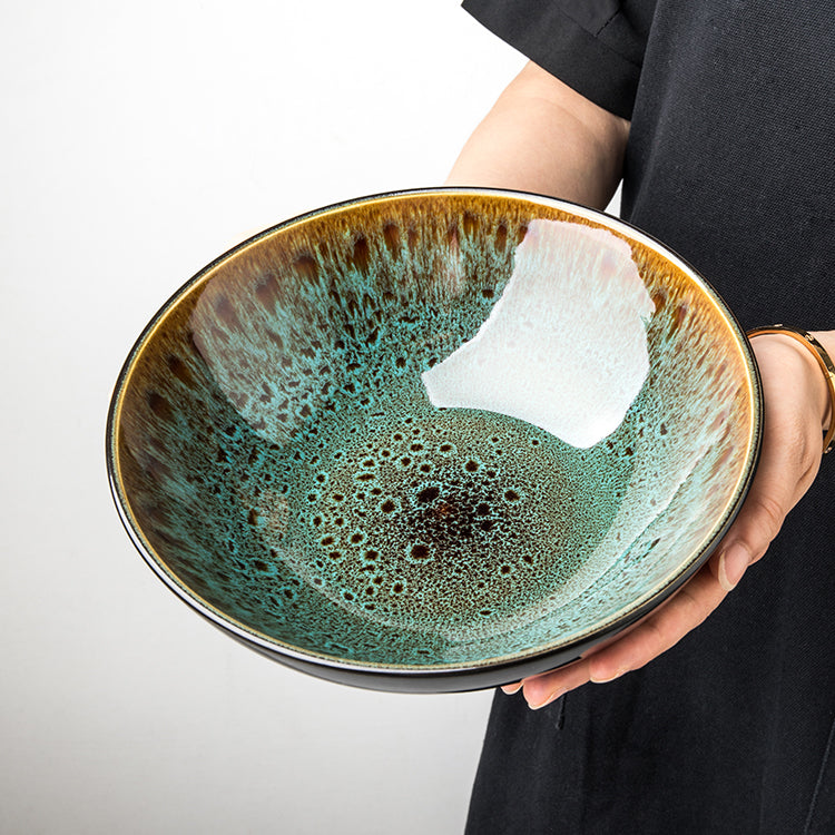 Vintage Green Ceramic Household Bowl