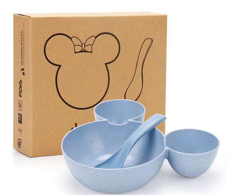 Children's Wheat Straw Cartoon Bowl & Chopsticks Set