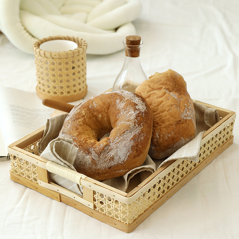 Country Style Woven Basket With Handles Bakery
