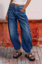 Women's Stitched Detail Patch Pocket Tapered Jeans