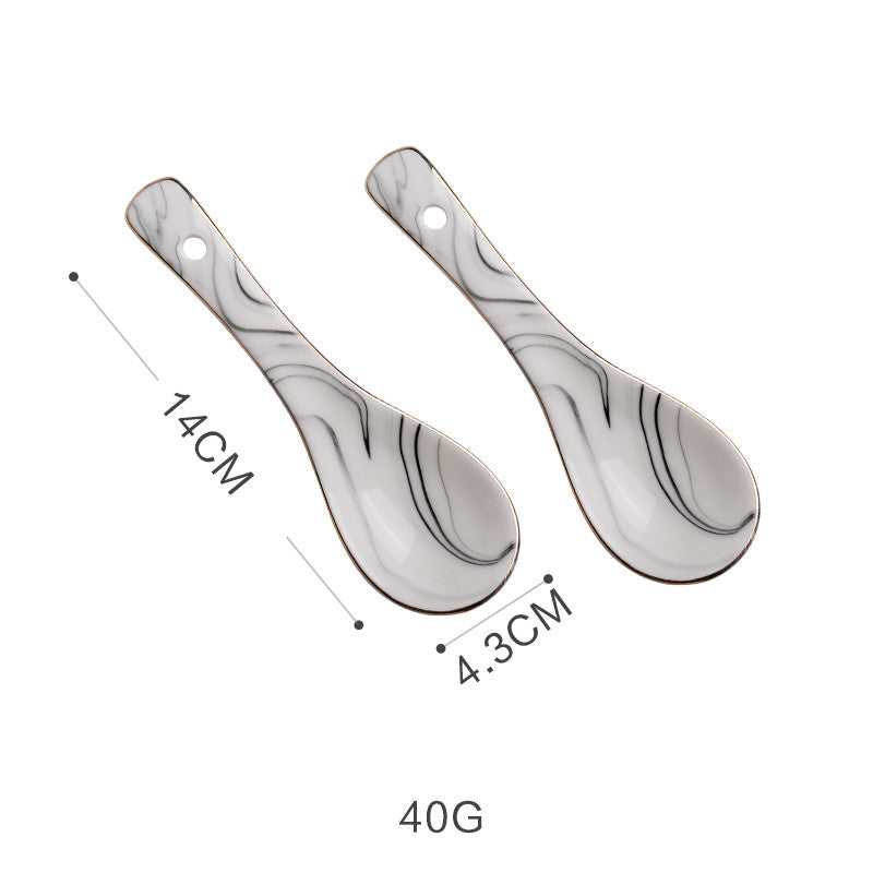 Marble Effect Ceramic Bowls & Plates Tableware Set