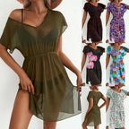 Womens Short Sleeve Waist Cinching Mesh Dress