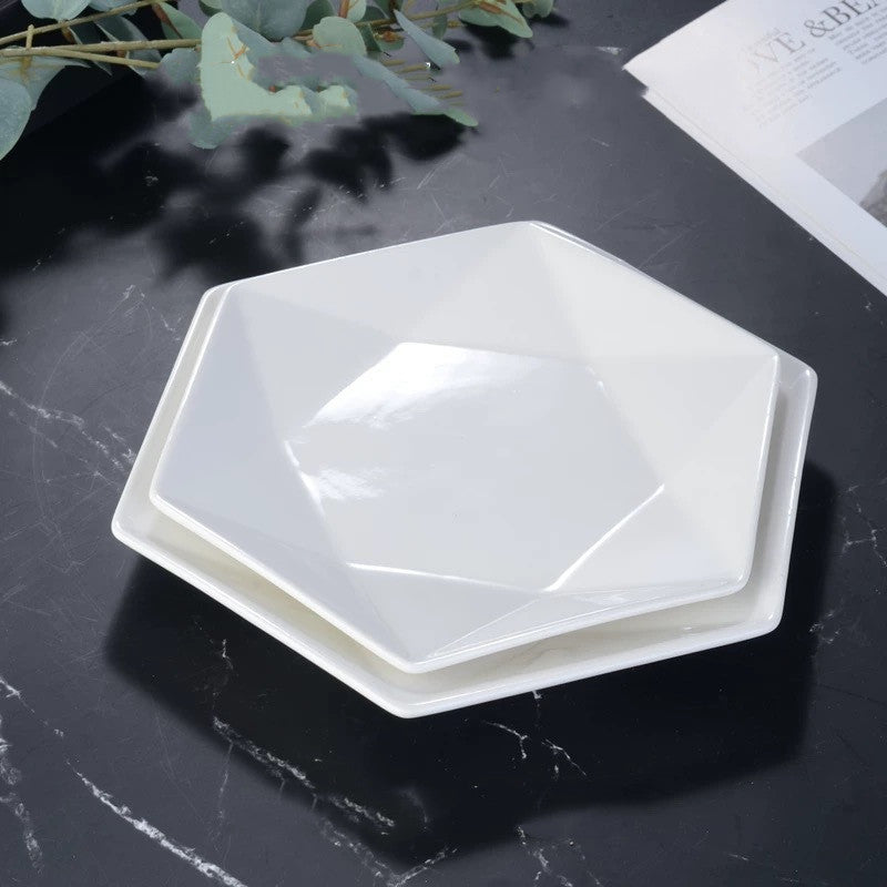 Classic White Ceramic Dinner Plates for Home & Commercial Use
