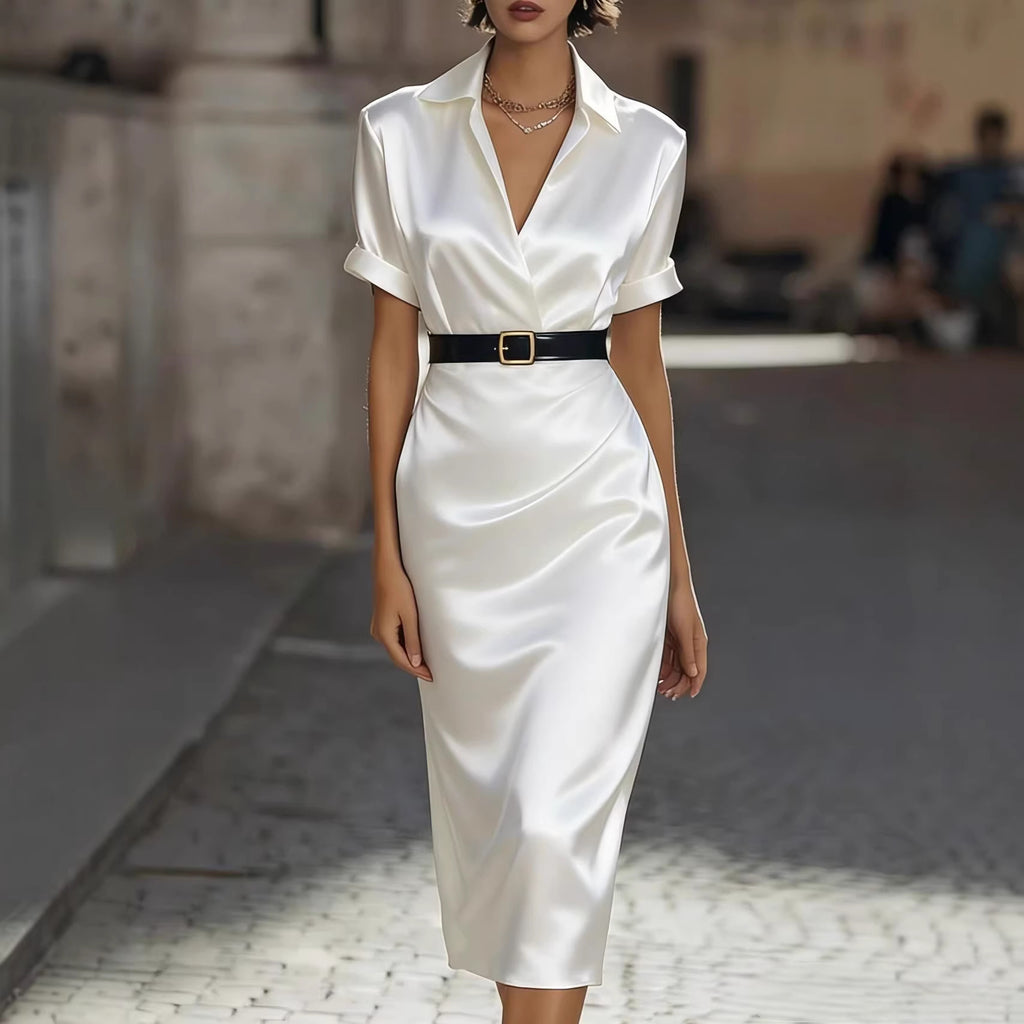 Womens Slim Fit Waist Cinching Dress