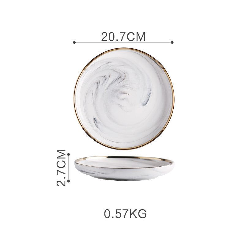 Marble Effect Ceramic Bowls & Plates Tableware Set