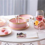 Pink Ceramic Household Tableware Set