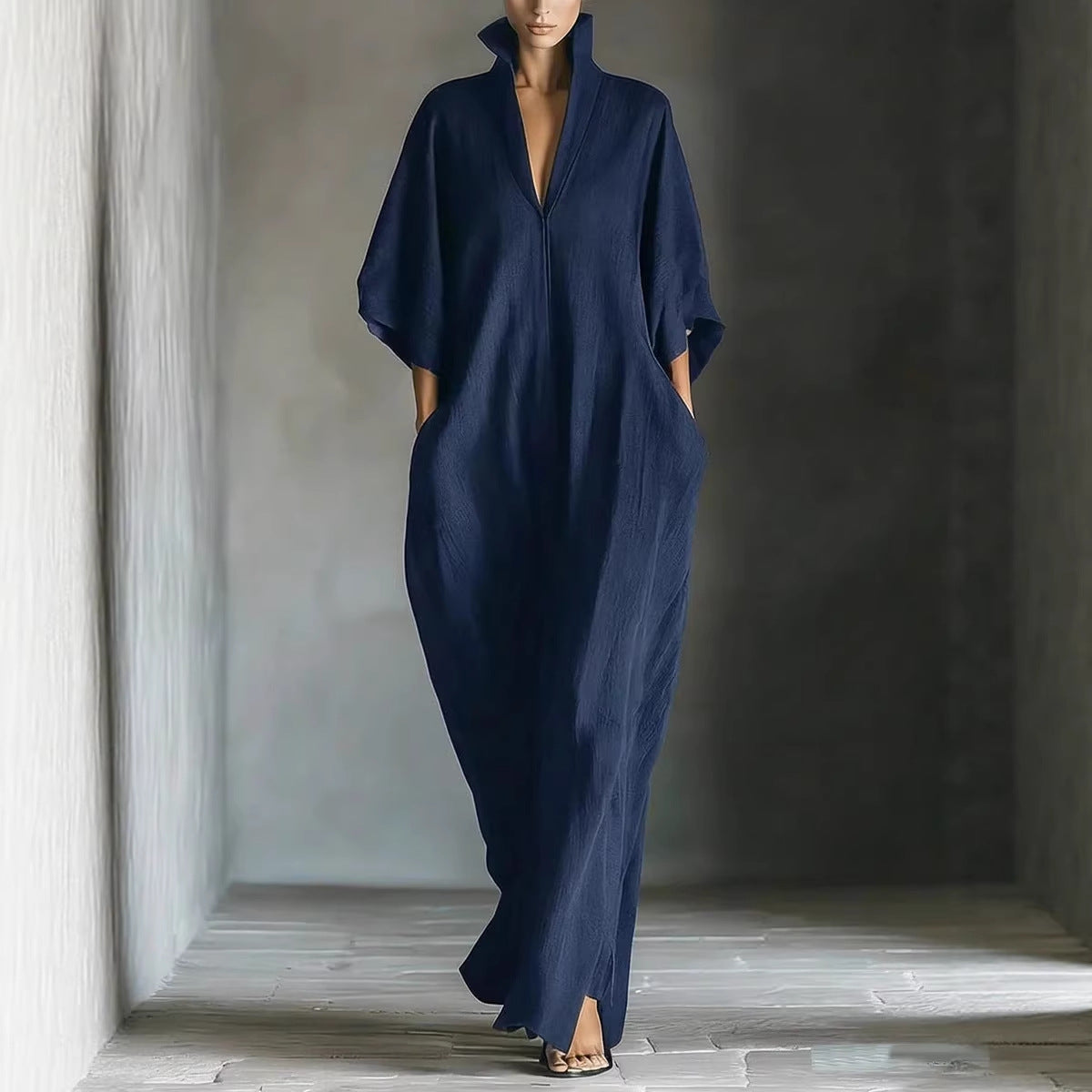 Womens Fashion V Neck Casual Loose Dress